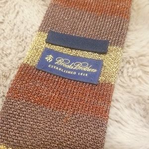 Brooks Brothers Tonal Brown Stripe Silk-Linen Knit Tie